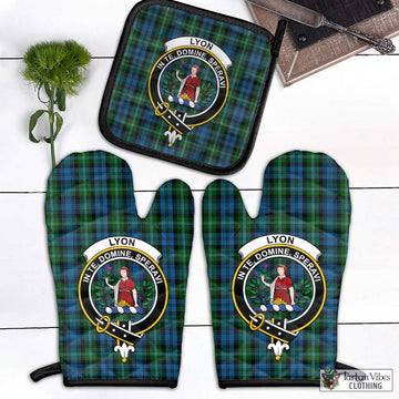 Lyon Tartan Combo Oven Mitt & Pot-Holder with Family Crest - Tartan Vibes Clothing