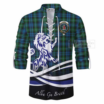 Lyon Tartan Ghillie Kilt Shirt with Alba Gu Brath Regal Lion Emblem - Tartan Vibes Clothing