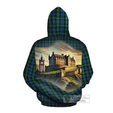 Lyon Tartan Family Crest Cotton Hoodie with Scottish Ancient Castle Style Pullover Hoodie - Tartan Vibes Clothing