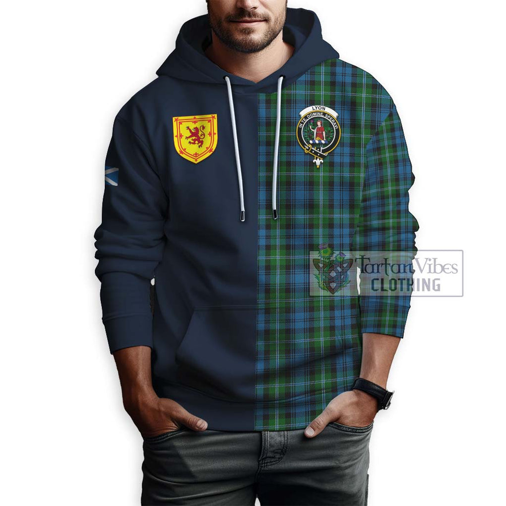 Lyon Tartan Hoodie Alba with Scottish Lion Royal Arm Half Style - Tartan Vibes Clothing