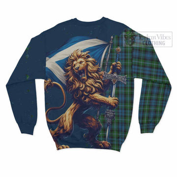 Lyon Tartan Family Crest Sweatshirt with Scottish Majestic Lion - Tartan Vibes Clothing