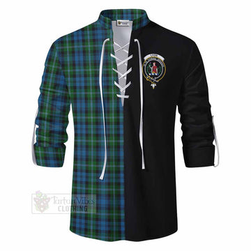 Lyon Tartan Ghillie Kilt Shirt with Family Crest and Half Of Me Style - Tartan Vibes Clothing