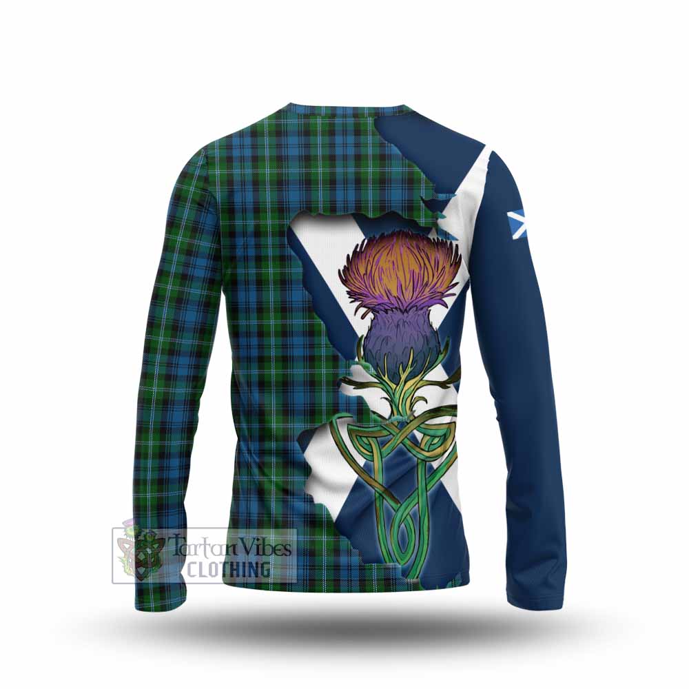 Lyon Tartan Family Crest Long Sleeve T-Shirt Scottish Thistle Celtic Inspired - Tartan Vibes Clothing