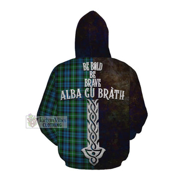 Tartan Vibes Clothing Lyon Tartan Family Crest Cotton Hoodie Alba Gu Brath Be Brave Lion Ancient Style