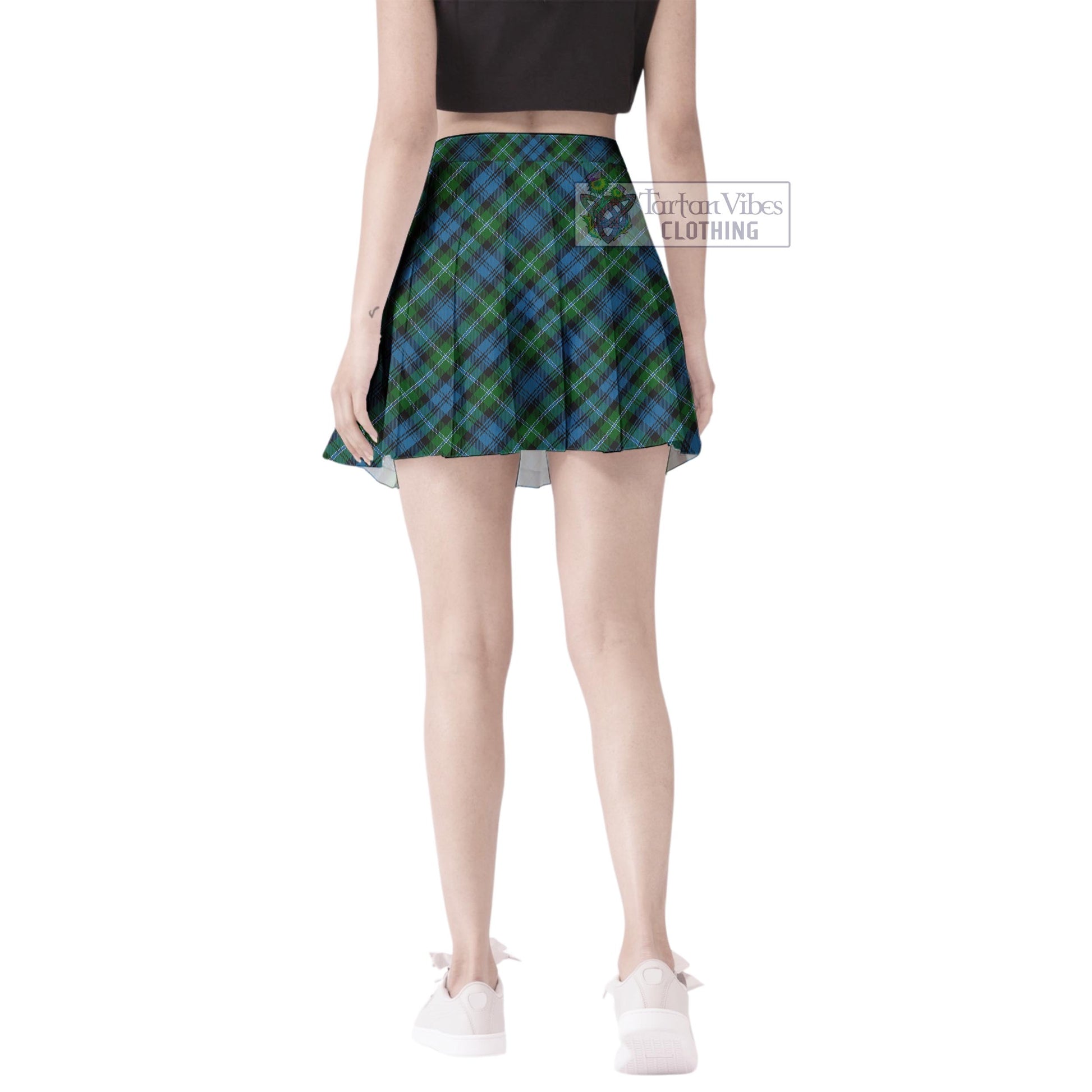 Lyon Tartan Women's Plated Mini Skirt Cross Style - Tartan Vibes Clothing