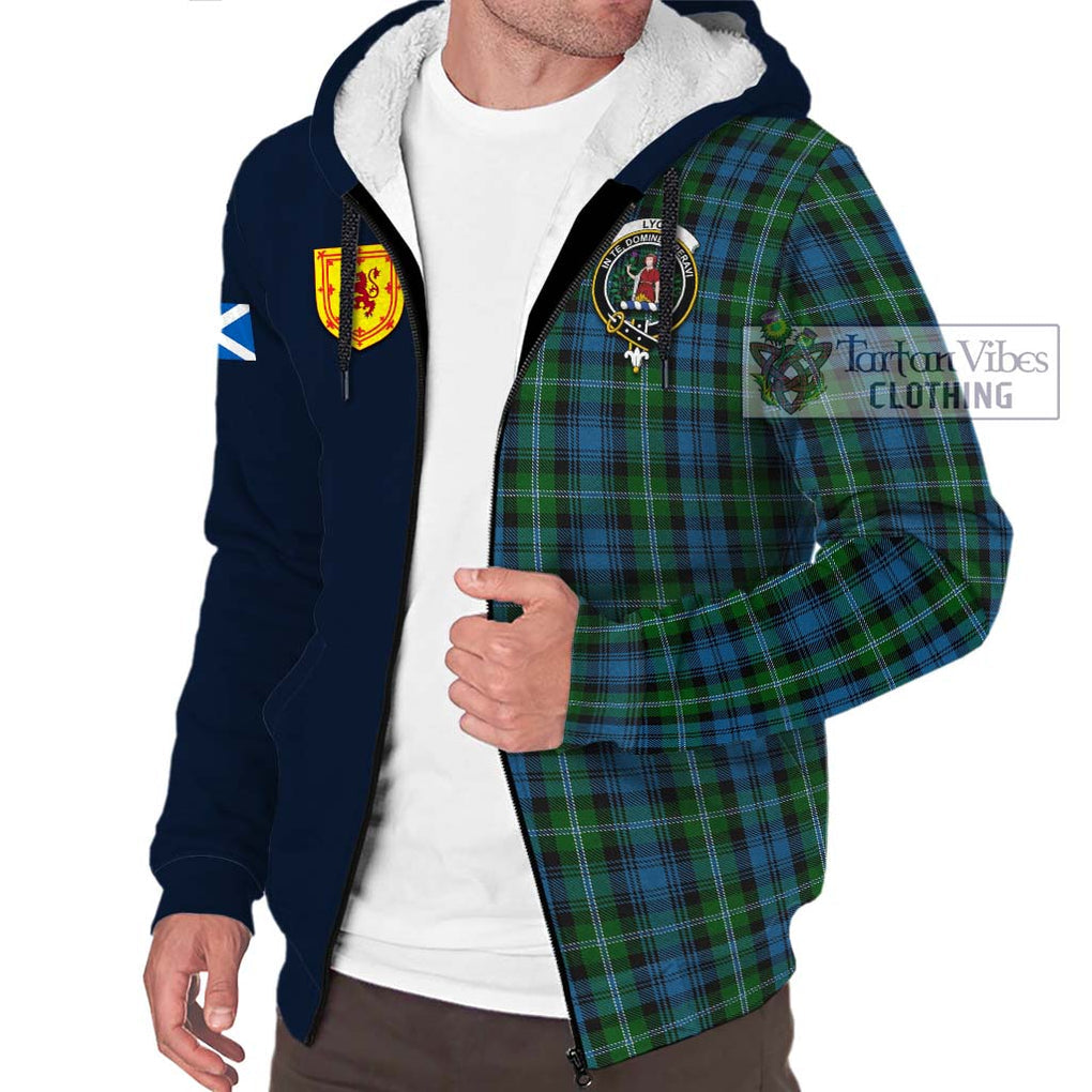 Lyon Tartan Sherpa Hoodie Alba with Scottish Lion Royal Arm Half Style - Tartan Vibes Clothing