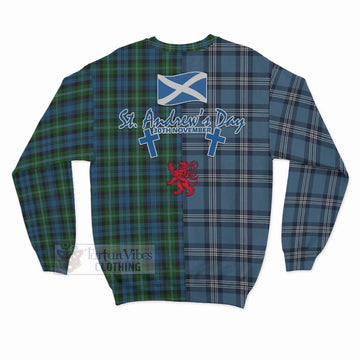 Lyon Tartan Sweatshirt Happy St. Andrew's Day Half Tartan Style - Tartan Vibes Clothing