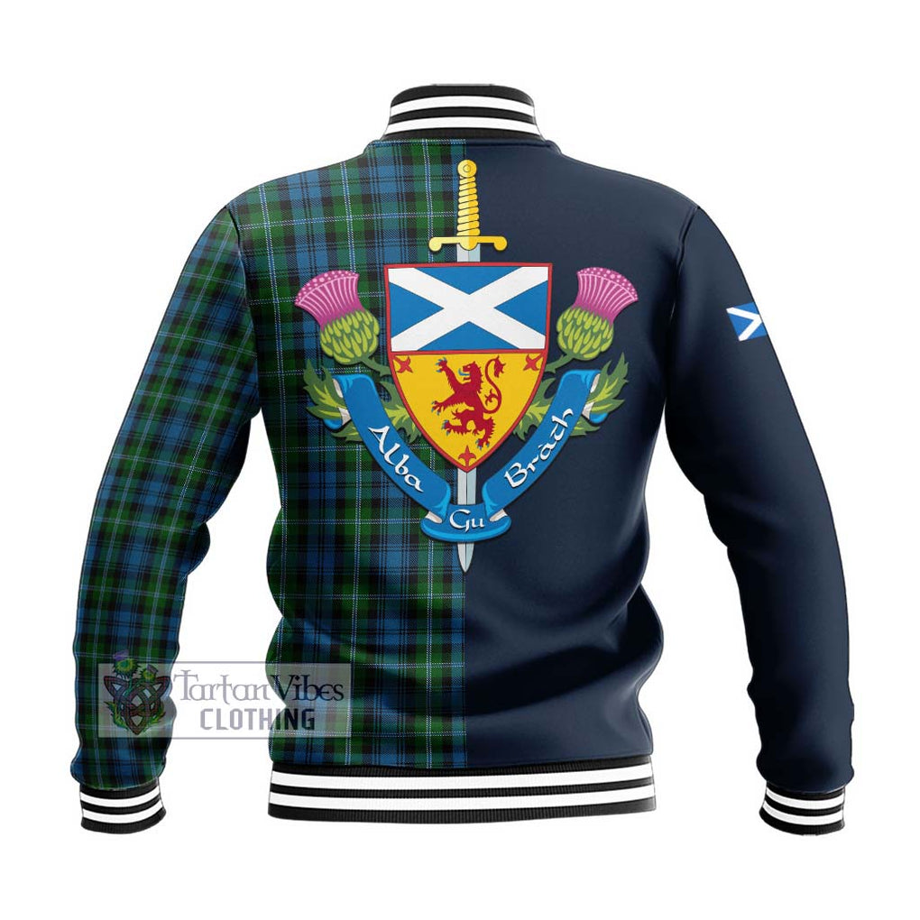 Lyon Tartan Baseball Jacket Alba with Scottish Lion Royal Arm Half Style - Tartan Vibes Clothing