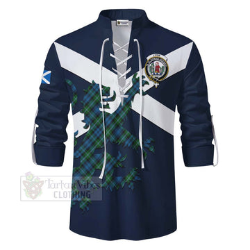 Lyon Tartan Lion Rampant Ghillie Kilt Shirt Proudly Display Your Heritage with Alba Gu Brath and Clan Name - Tartan Vibes Clothing