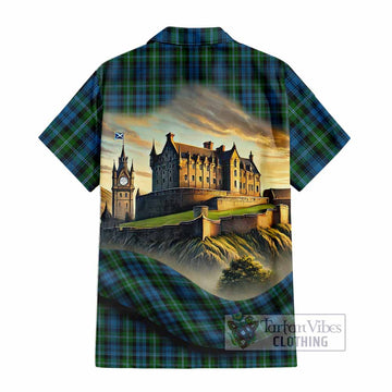 Lyon Tartan Family Crest Hawaiian Shirt with Scottish Ancient Castle Style - Tartan Vibes Clothing