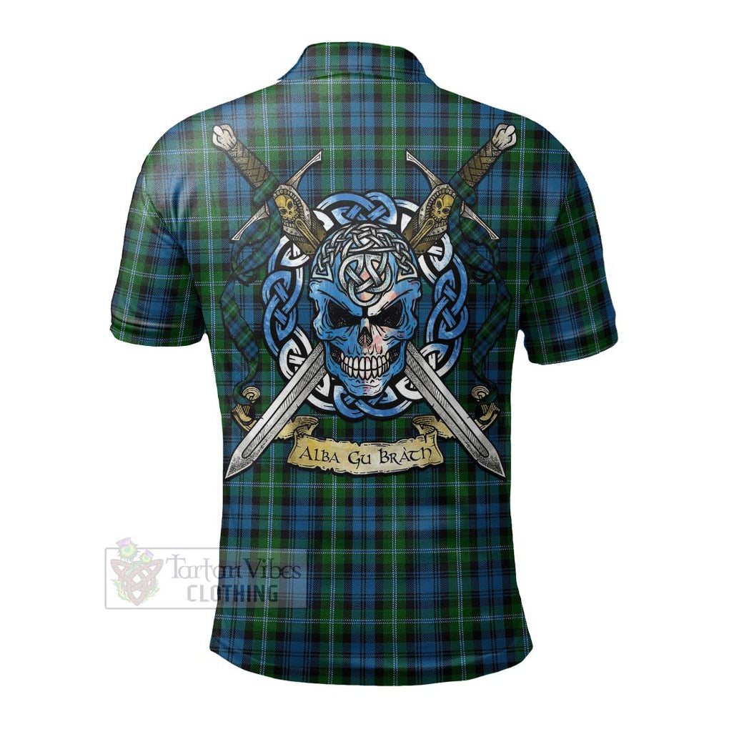 Lyon Tartan Polo Shirt with Family Crest Celtic Skull Style - Tartan Vibes Clothing