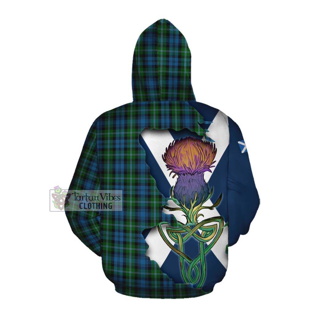 Lyon Tartan Family Crest Cotton Hoodie Scottish Thistle Celtic Inspired Pullover Hoodie - Tartan Vibes Clothing