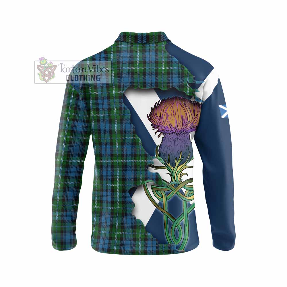Lyon Tartan Family Crest Long Sleeve Polo Shirt Scottish Thistle Celtic Inspired - Tartan Vibes Clothing