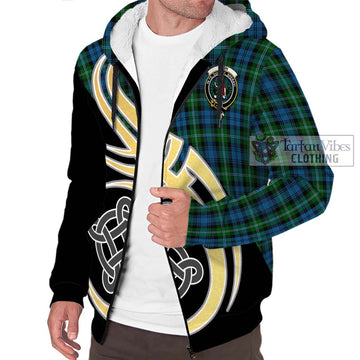 Lyon Tartan Sherpa Hoodie with Family Crest and Celtic Symbol Style - Tartan Vibes Clothing