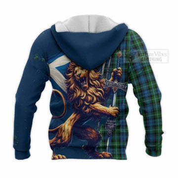 Lyon Tartan Family Crest Knitted Hoodie with Scottish Majestic Lion - Tartan Vibes Clothing