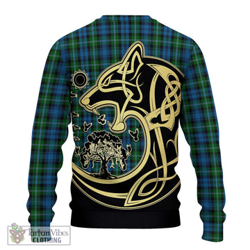 Lyon Tartan Ugly Sweater with Family Crest Celtic Wolf Style - Tartan Vibes Clothing