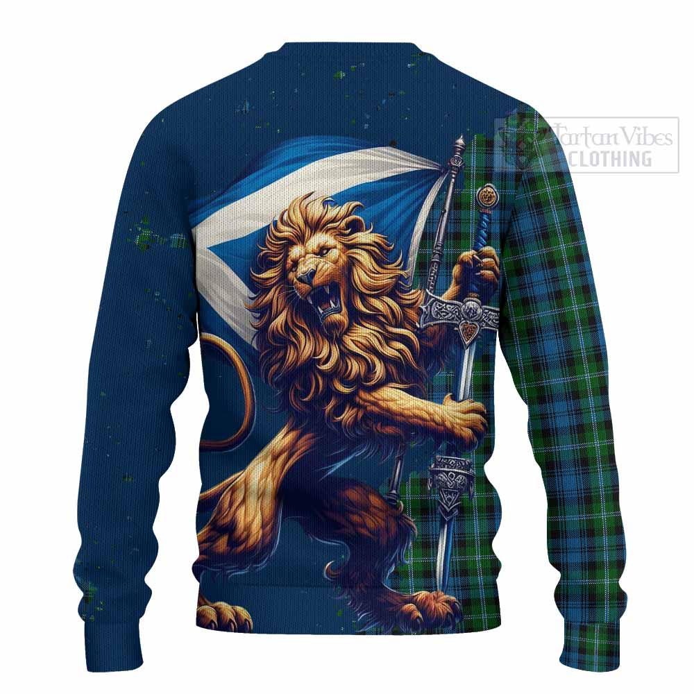 Lyon Tartan Family Crest Knitted Sweater with Scottish Majestic Lion - Tartan Vibes Clothing