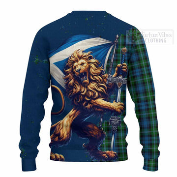 Lyon Tartan Family Crest Knitted Sweater with Scottish Majestic Lion - Tartan Vibes Clothing