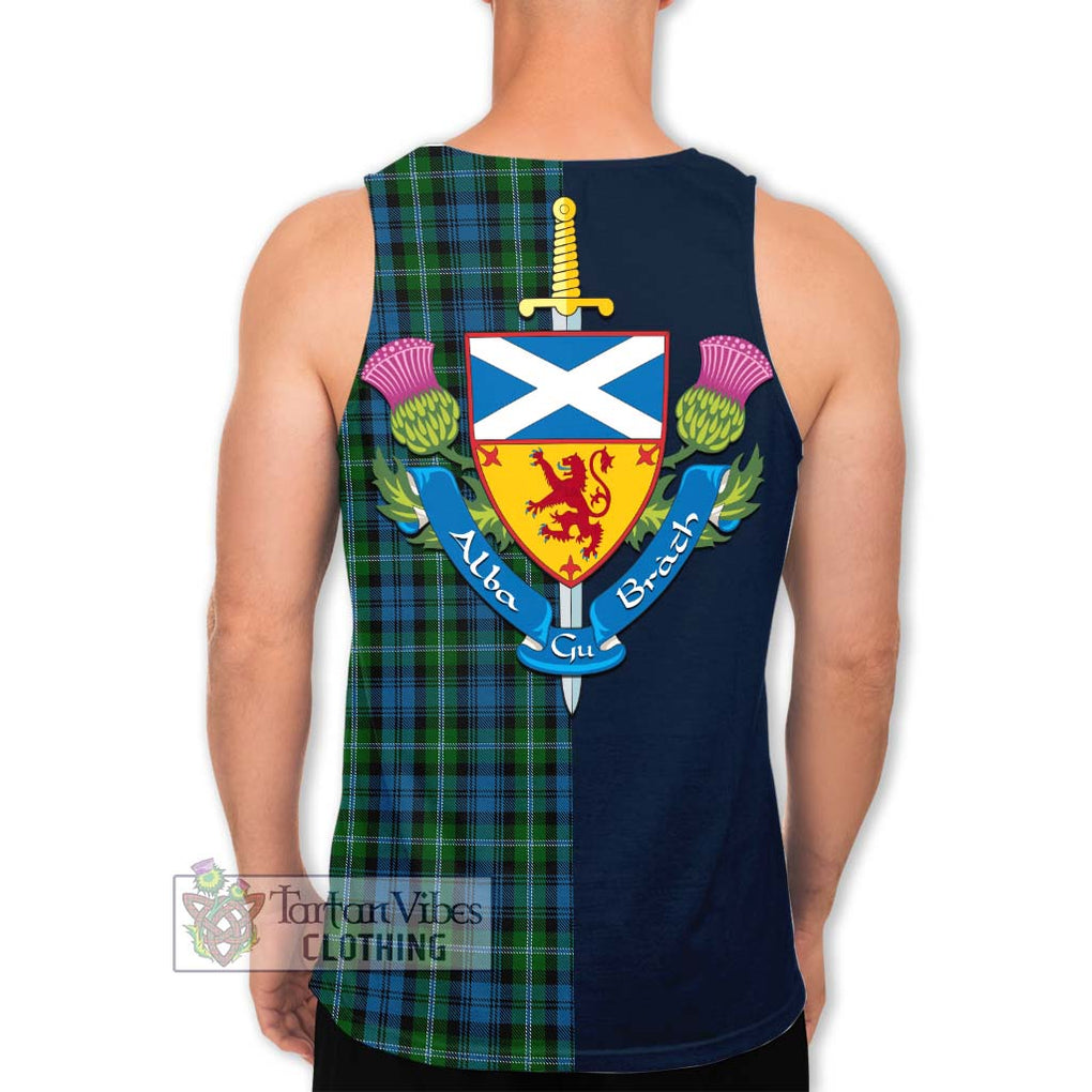 Lyon Tartan Men's Tank Top Alba with Scottish Lion Royal Arm Half Style - Tartan Vibes Clothing
