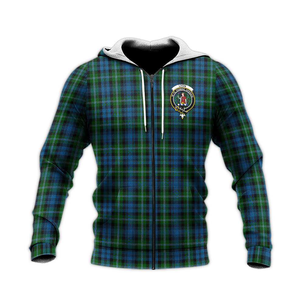 Lyon Tartan Knitted Hoodie with Family Crest Unisex Knitted Zip Hoodie - Tartan Vibes Clothing
