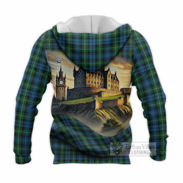 Lyon Tartan Family Crest Knitted Hoodie with Scottish Ancient Castle Style - Tartan Vibes Clothing