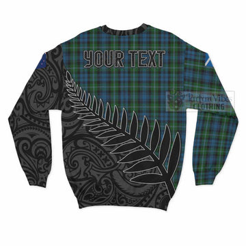 Lyon Crest Tartan Sweatshirt with New Zealand Silver Fern Half Style - Tartan Vibes Clothing