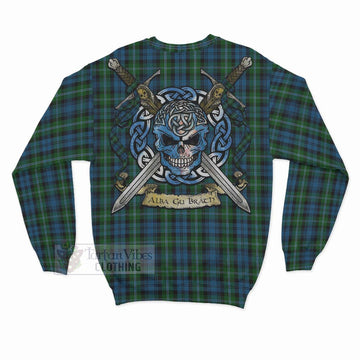 Lyon Tartan Sweatshirt with Family Crest Celtic Skull Style - Tartan Vibes Clothing