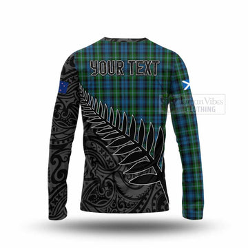 Lyon Crest Tartan Long Sleeve T-Shirt with New Zealand Silver Fern Half Style - Tartan Vibes Clothing