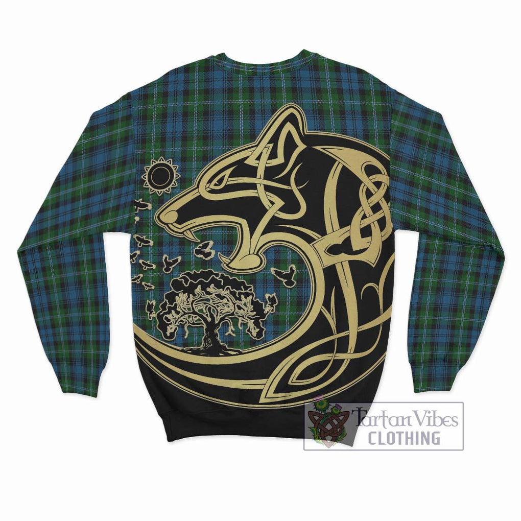 Lyon Tartan Sweatshirt with Family Crest Celtic Wolf Style - Tartan Vibes Clothing