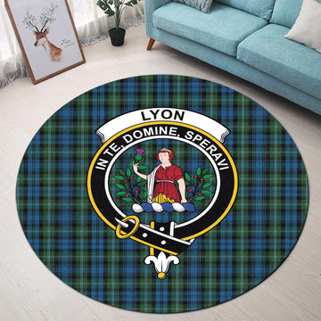 Lyon Tartan Round Rug with Family Crest - Tartan Vibes Clothing
