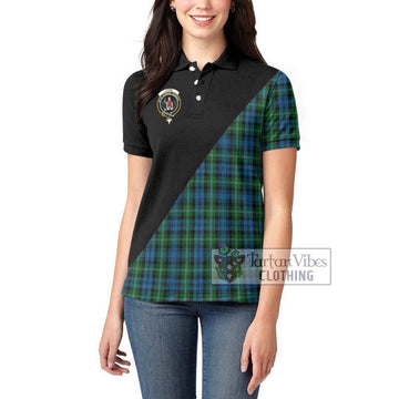 Lyon Tartan Women's Polo Shirt with Family Crest and Military Logo Style - Tartan Vibes Clothing