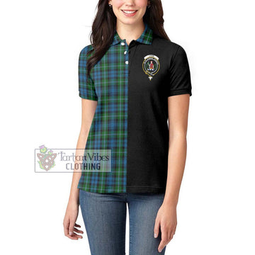 Lyon Tartan Women's Polo Shirt with Family Crest and Half Of Me Style - Tartan Vibes Clothing