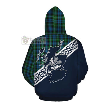 Lyon Tartan Cotton Hoodie Featuring Thistle and Scotland Map Pullover Hoodie - Tartan Vibes Clothing