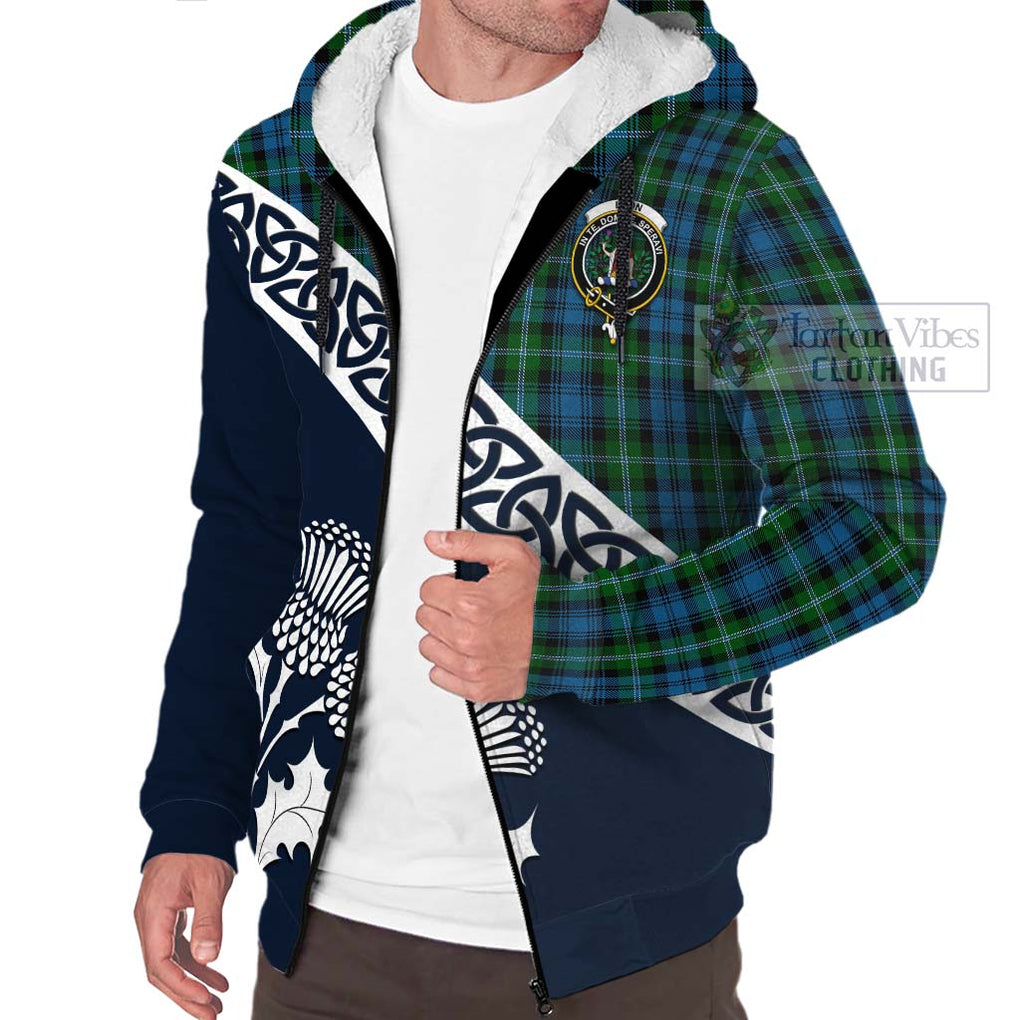 Lyon Tartan Sherpa Hoodie Featuring Thistle and Scotland Map - Tartan Vibes Clothing