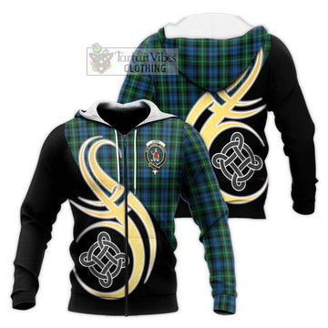Lyon Tartan Knitted Hoodie with Family Crest and Celtic Symbol Style Unisex Knitted Zip Hoodie - Tartan Vibes Clothing