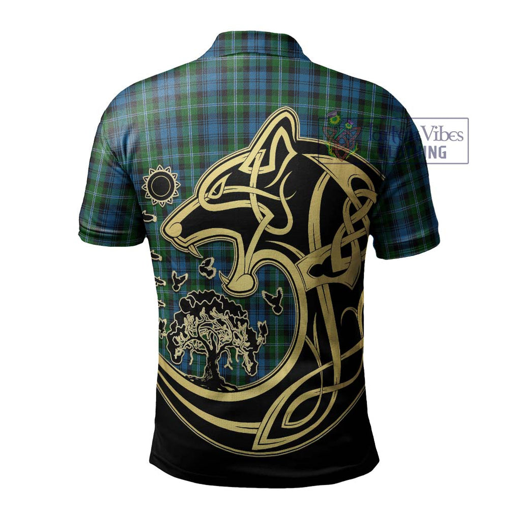 Lyon Tartan Polo Shirt with Family Crest Celtic Wolf Style - Tartan Vibes Clothing