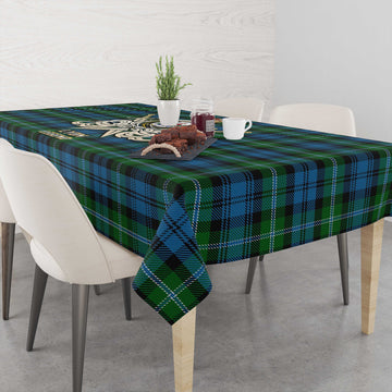 Lyon Tartan Tablecloth with Clan Crest and the Golden Sword of Courageous Legacy