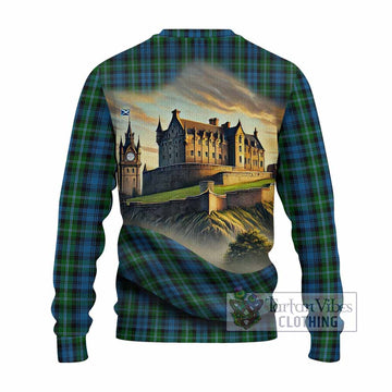 Lyon Tartan Family Crest Knitted Sweater with Scottish Ancient Castle Style - Tartan Vibes Clothing