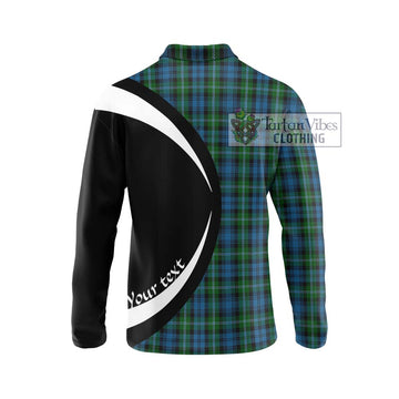 Lyon Tartan Long Sleeve Polo Shirt with Family Crest Circle Style - Tartan Vibes Clothing