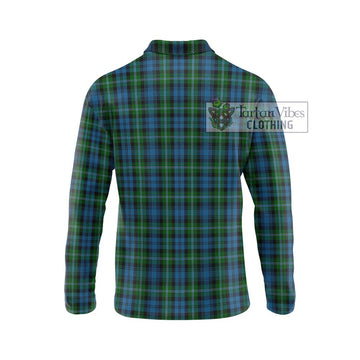Lyon Tartan Long Sleeve Polo Shirt with Family Crest DNA In Me Style - Tartan Vibes Clothing