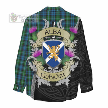 Lyon Tartan Family Crest Women's Casual Shirt Lion Rampant Royal Thistle Shield Celtic Inspired - Tartan Vibes Clothing