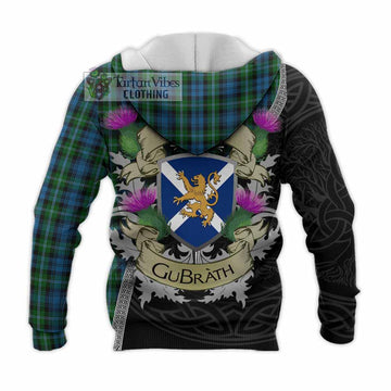 Lyon Tartan Family Crest Knitted Hoodie Lion Rampant Royal Thistle Shield Celtic Inspired - Tartan Vibes Clothing