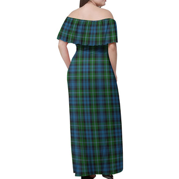 Lyon Tartan Off Shoulder Long Dress - Tartan Vibes Clothing