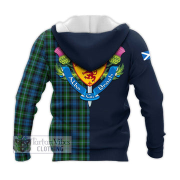 Lyon Tartan Knitted Hoodie Alba with Scottish Lion Royal Arm Half Style - Tartan Vibes Clothing