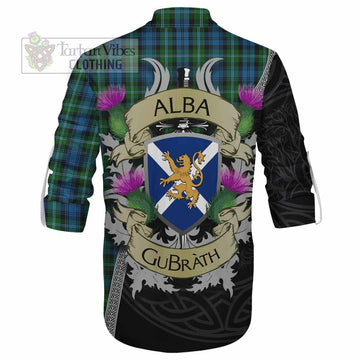 Lyon Tartan Family Crest Ghillie Kilt Shirt Lion Rampant Royal Thistle Shield Celtic Inspired - Tartan Vibes Clothing