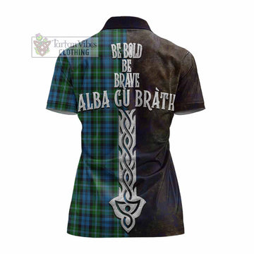 Lyon Tartan Family Crest Women's Polo Shirt Alba Gu Brath Be Brave Lion Ancient Style - Tartan Vibes Clothing