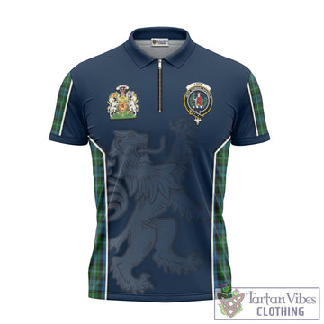 Lyon Tartan Zipper Polo Shirt with Family Crest and Lion Rampant Vibes Sport Style - Tartan Vibes Clothing