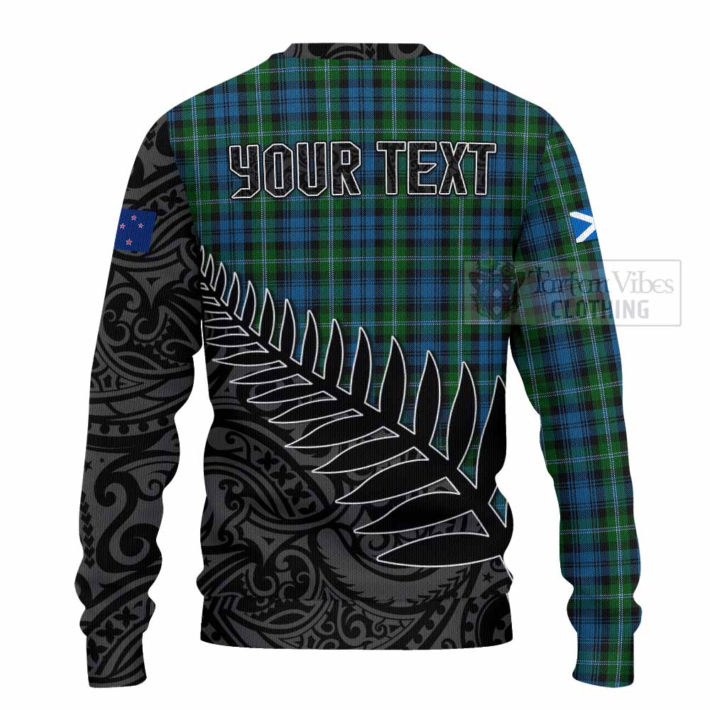 Lyon Crest Tartan Knitted Sweater with New Zealand Silver Fern Half Style - Tartan Vibes Clothing