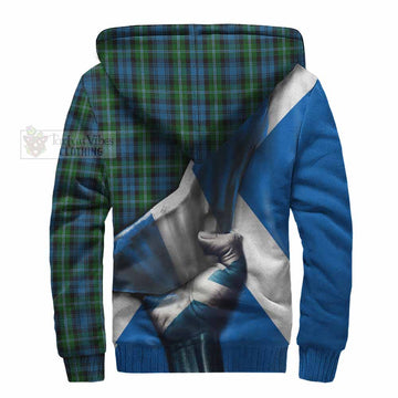 Lyon Tartan Sherpa Hoodie with Family Crest Scotland Patriotic Style - Tartan Vibes Clothing