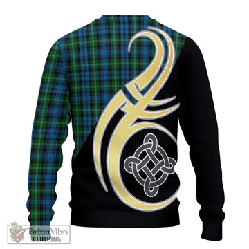 Lyon Tartan Ugly Sweater with Family Crest and Celtic Symbol Style - Tartan Vibes Clothing